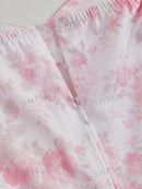 SHEIN MOD Vestido impressão floral cadarço na frente manga bufante