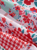 SHEIN MOD Vestido Mini Estilo País Feminino Com Estampa De Patchwork, Bloqueio De Cores E Amarração Na Cintura