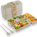 NutriBox™ – Marmita com 3 Compartimentos e Talheres (900ml)