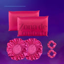 SilkSmooth™ - Kit Anti Frizz de Luxo - 2 Fronhas + 2 Toucas + 2 Xuxinhas de Cetim