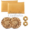 SilkSmooth™ - Kit Anti Frizz de Luxo - 2 Fronhas + 2 Toucas + 2 Xuxinhas de Cetim