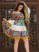 Vestido Boho com Mangas Longas