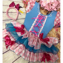 Vestido de Festa Junina Caipira Xadrex Adulto Turquesa envio já (0011A)