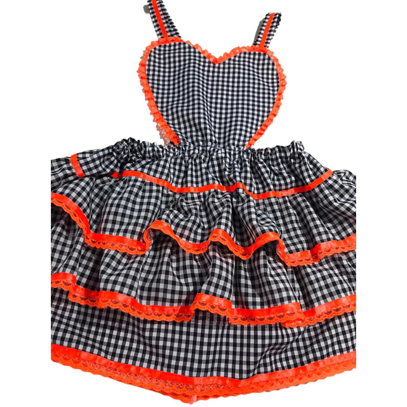 Vestido Adulto Festa Junina Jardineira Caipira Xadrez Envio Imediato