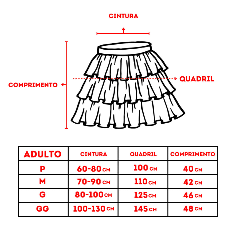 Saia Junina Festa Quadrilha Caipira Adulto e Infantil P M G E GG