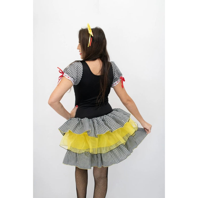 Vestidos Junino de caipira adulto quadriculado preto 0034A