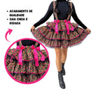 Saia Rodada Curta Caipira Festa Junina Quadrilha Arraiá São João Adulta Enfeite de Cabelo Chapéu Caipira Palha