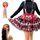 Saia Rodada Curta Caipira Festa Junina Quadrilha Arraiá São João Adulta Enfeite de Cabelo Chapéu Caipira Palha