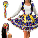 Saia Rodada Curta Caipira Festa Junina Quadrilha Arraiá São João Adulta Enfeite de Cabelo Chapéu Caipira Palha