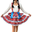 Saia Rodada Curta Caipira Festa Junina Quadrilha Arraiá São João Adulta Enfeite de Cabelo Chapéu Caipira Palha