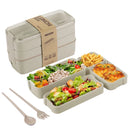 NutriBox™ – Marmita com 3 Compartimentos e Talheres (900ml)