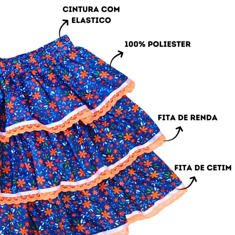 Saia Festa Junina Adulto e Infantil Quadrilha Caipira P ao GG
