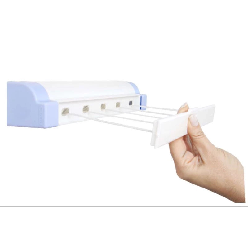 Varal De Parede Automático Rotoflex Para Apartamento Ou Casa Branco– 5 Cordas Retrátil
